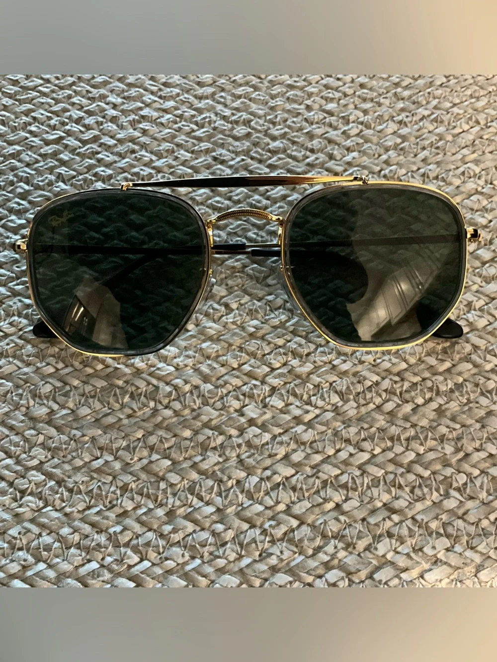Ray Ban Gold Frame Sunglasses with Dark Green Lenses RB 3468  The Marshall